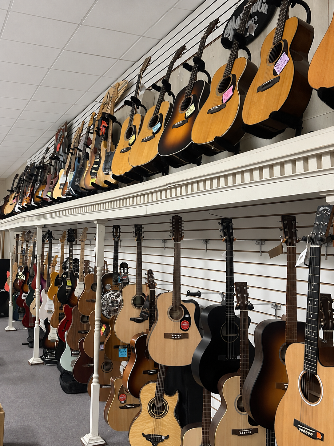 Guitars hanging on the wall at One Music Square